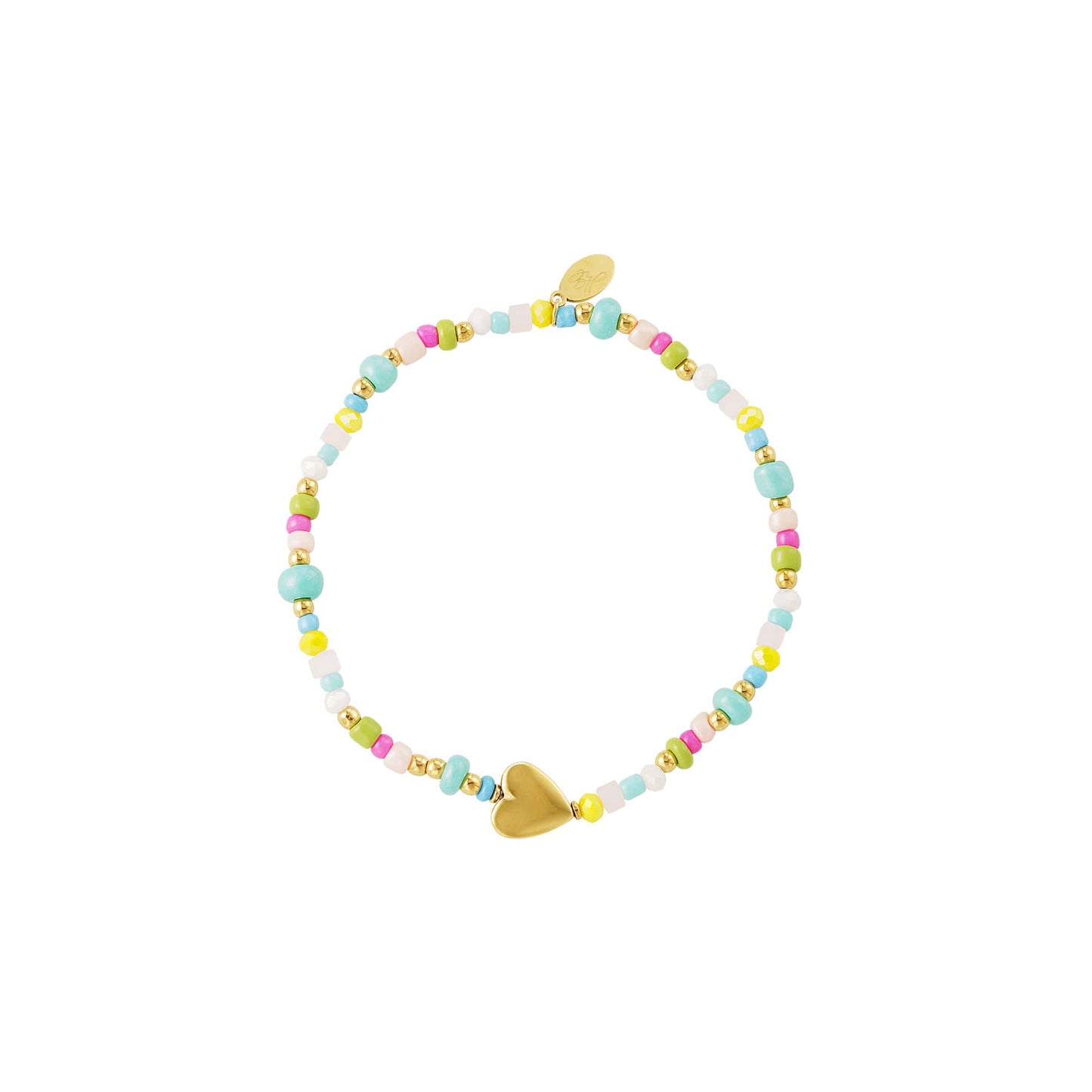Blauwe kralen armband met hartje