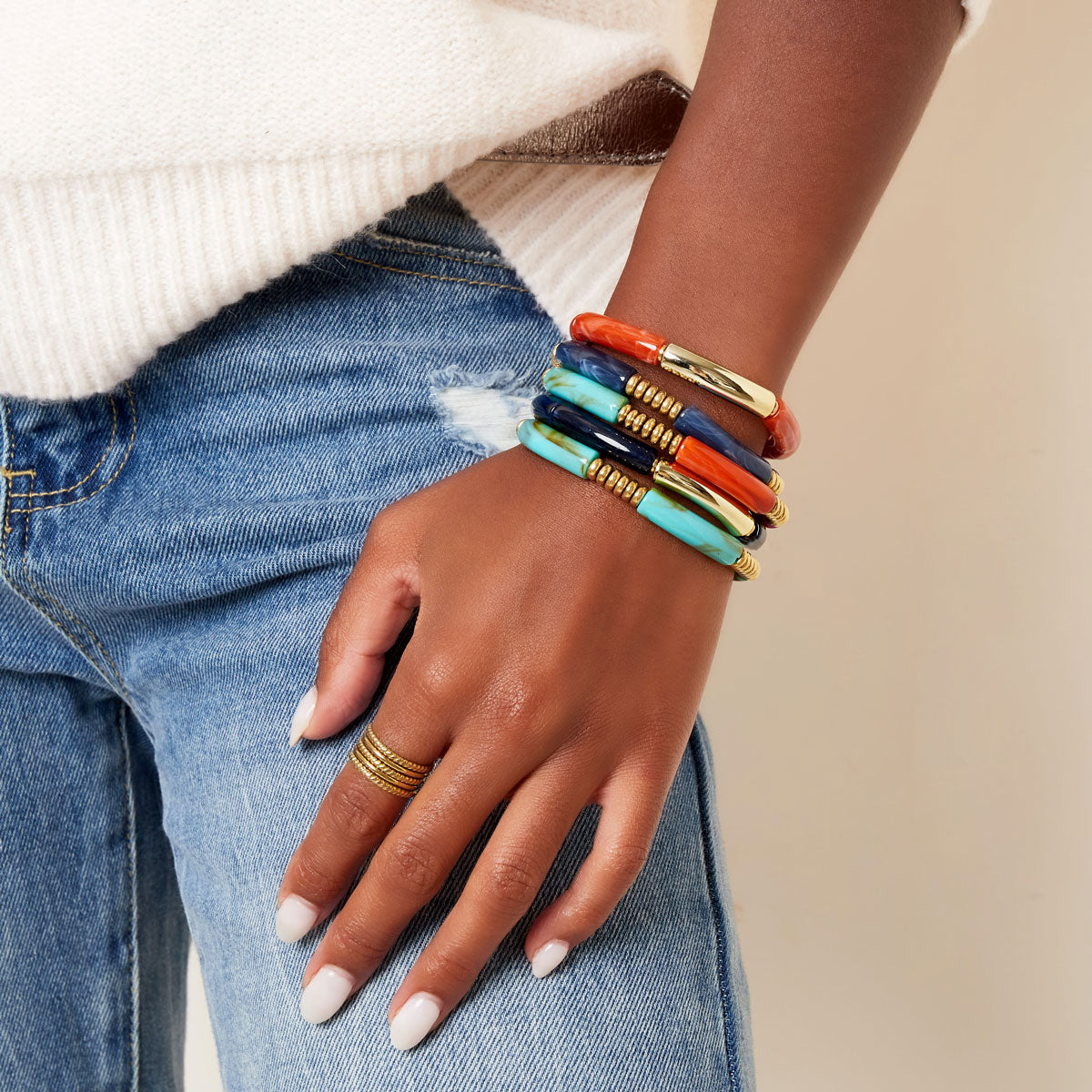 Gekleurde tube armband