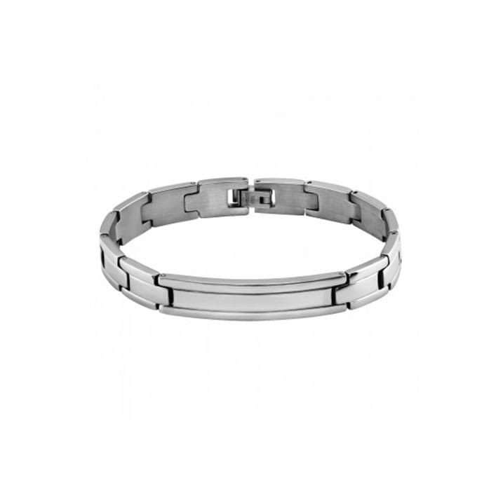 Stalen heren armband brede schakel zilver