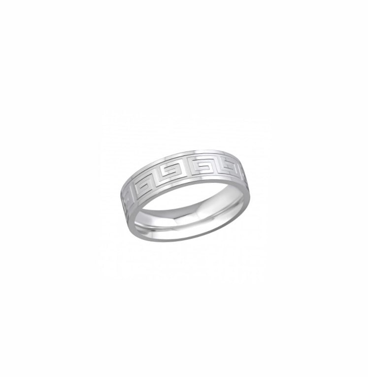 Stalen ring grieks patroon