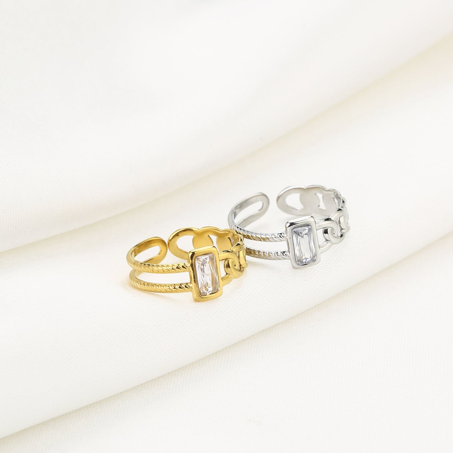 Dubbele ring met zirkonia