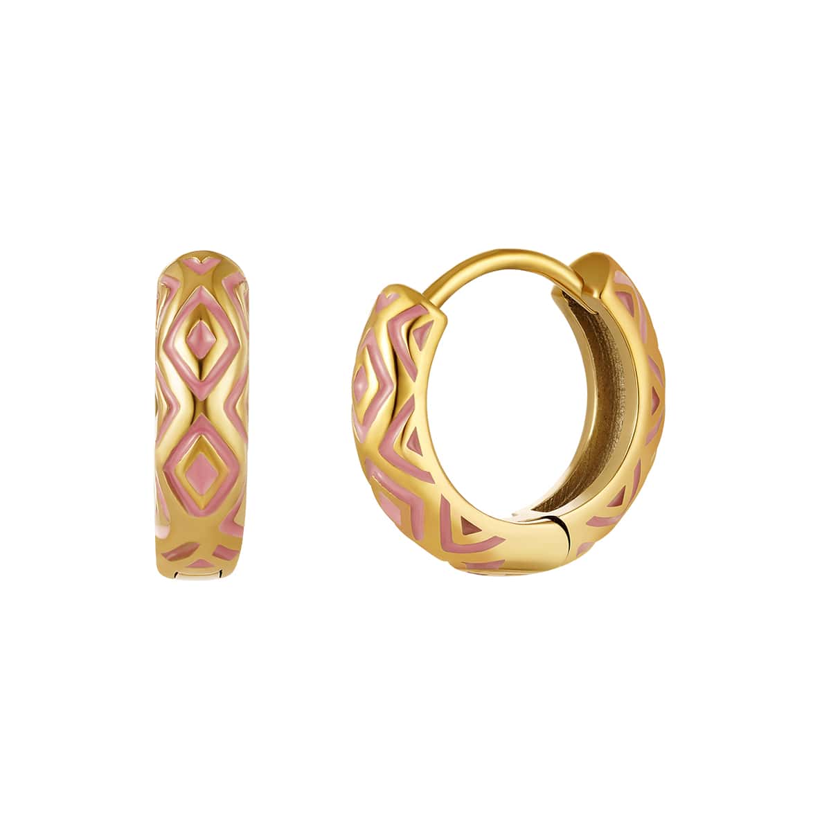 Oorbellen ring Azteekse print