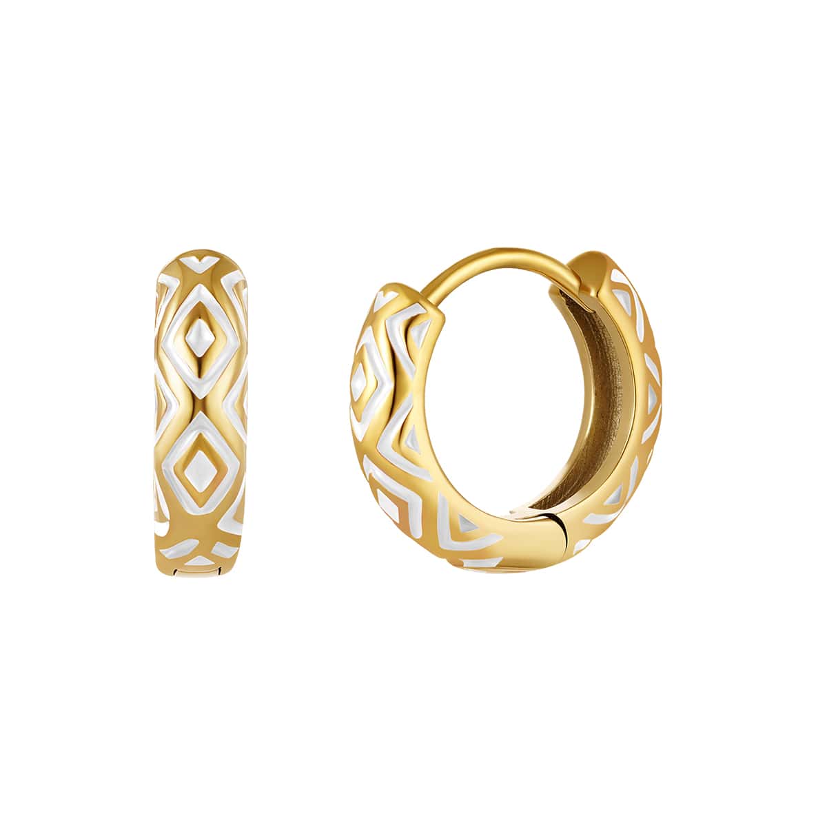 Oorbellen ring Azteekse print