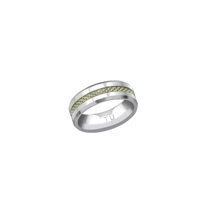Heren ring groene lijn | Tungstenlijn