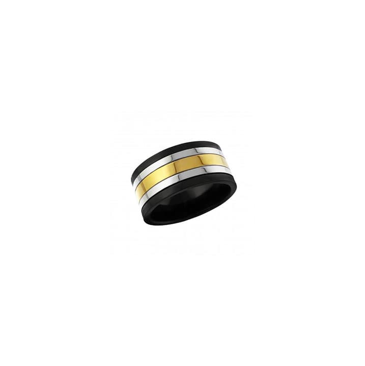 Zwarte heren ring met strepen
