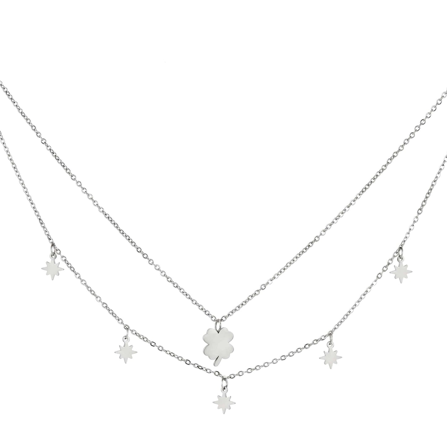 Tweelaagse ketting met klaver