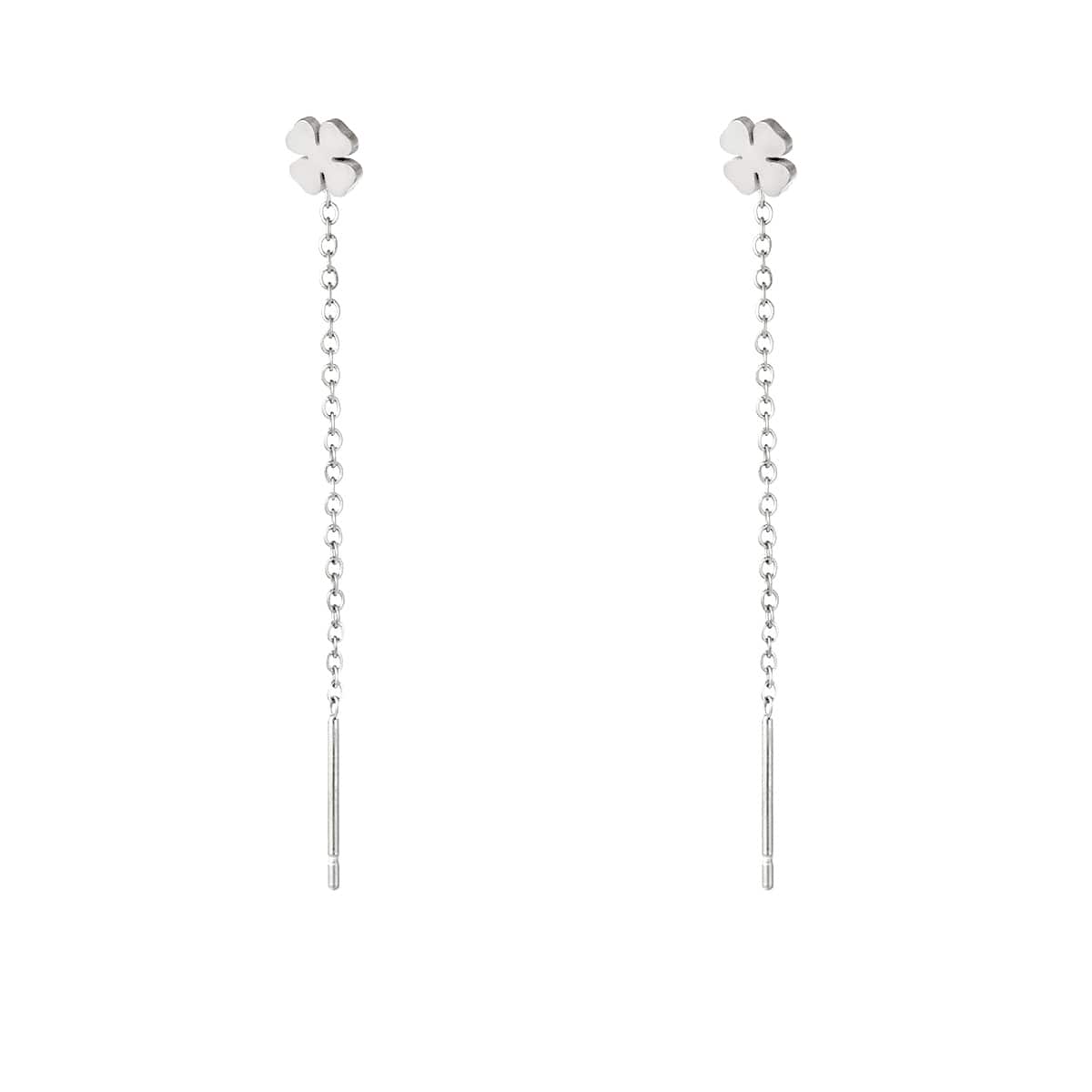 Roestvrijstalen ketting oorbellen Klaver