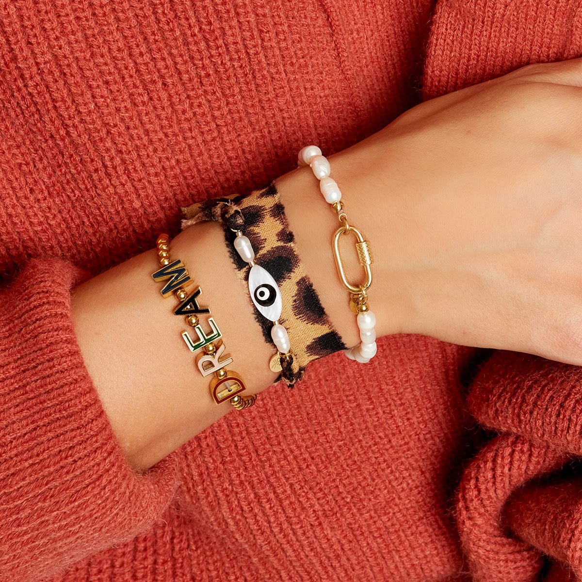 Stoffen armband met print