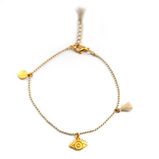 Maeve enkelbandje beige goud