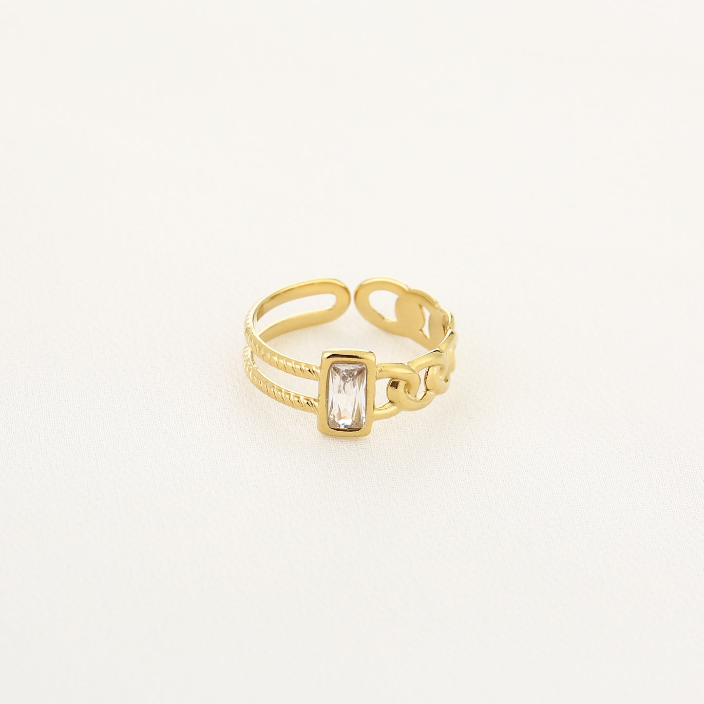 Dubbele ring met zirkonia