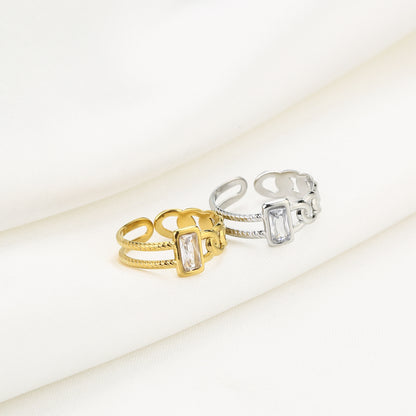 Dubbele ring met zirkonia
