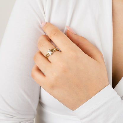 Dubbele ring met zirkonia